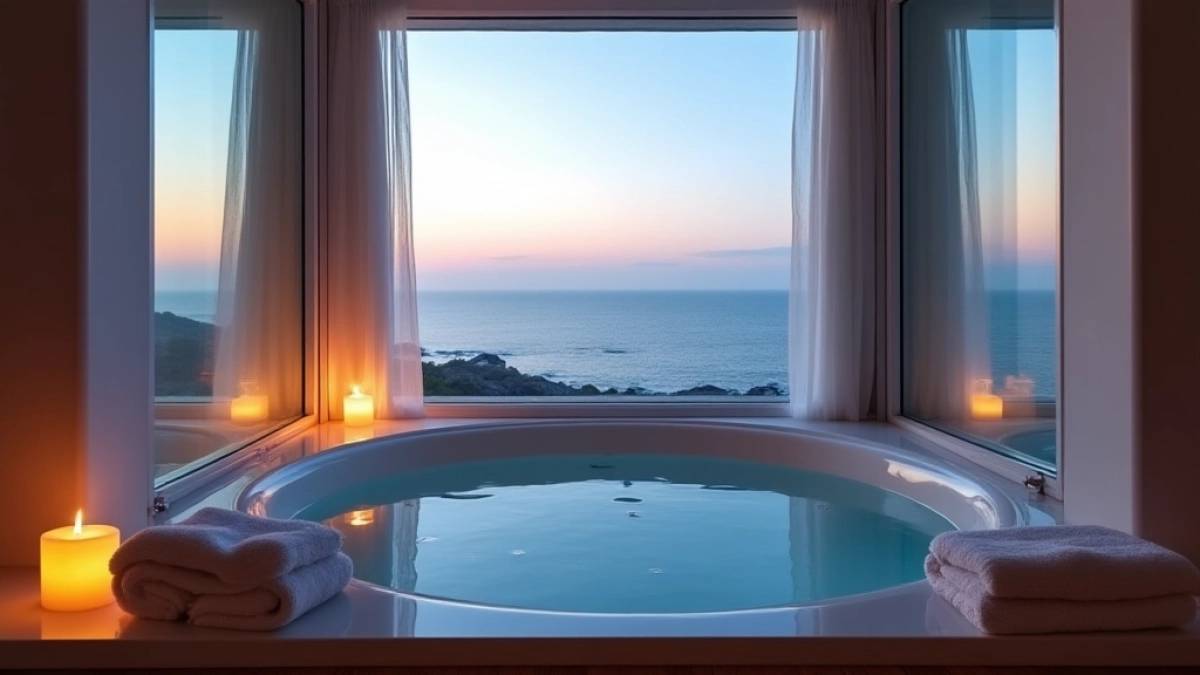 Hotel z jacuzzi w pokoju nad morzem