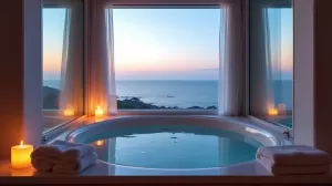 Hotel z jacuzzi w pokoju nad morzem